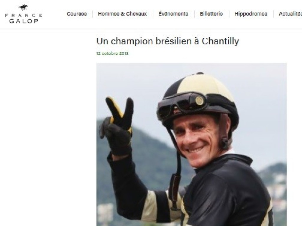 Foto: França: Jorge Ricardo assinará montarias para a próxima segunda-feira, em Chantilly